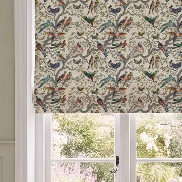 House Llewelyn-Bowen Birdity Absurdity Printed Made To Measure Blackout Roman Blind in Multicolour and White