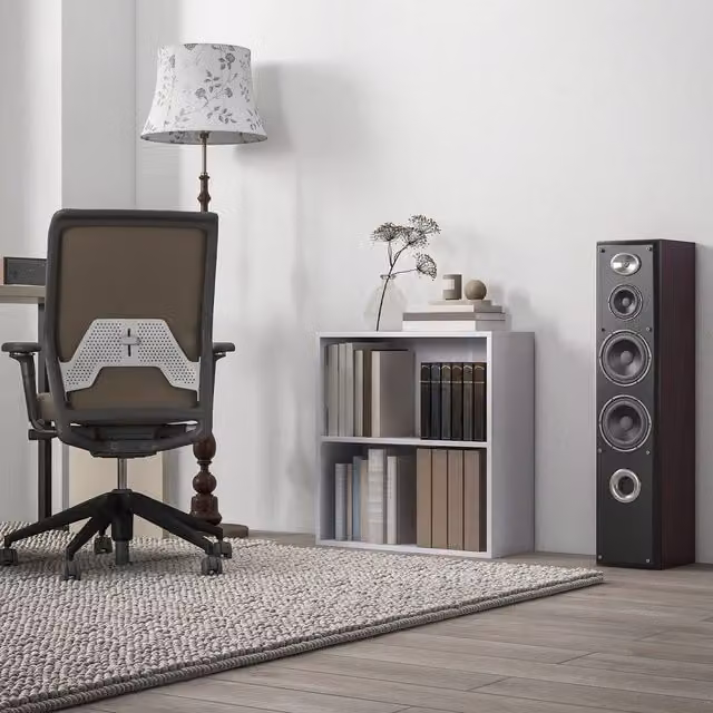 HOMCOM 2 Tier Modern White MDF Bookcase with Adjustable Shelves and Back Panel