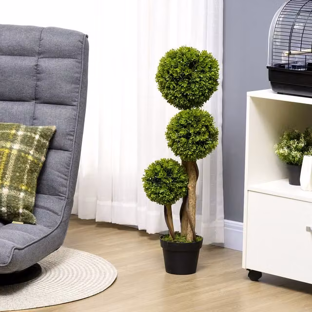 HOMCOM Freestanding Artificial Round Topiary Ball Tree in Green