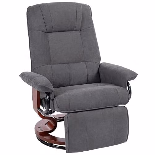 HOMCOM 360 Degree Swivel Recliner Chair with Ottoman and Armrests, Grey Fabric