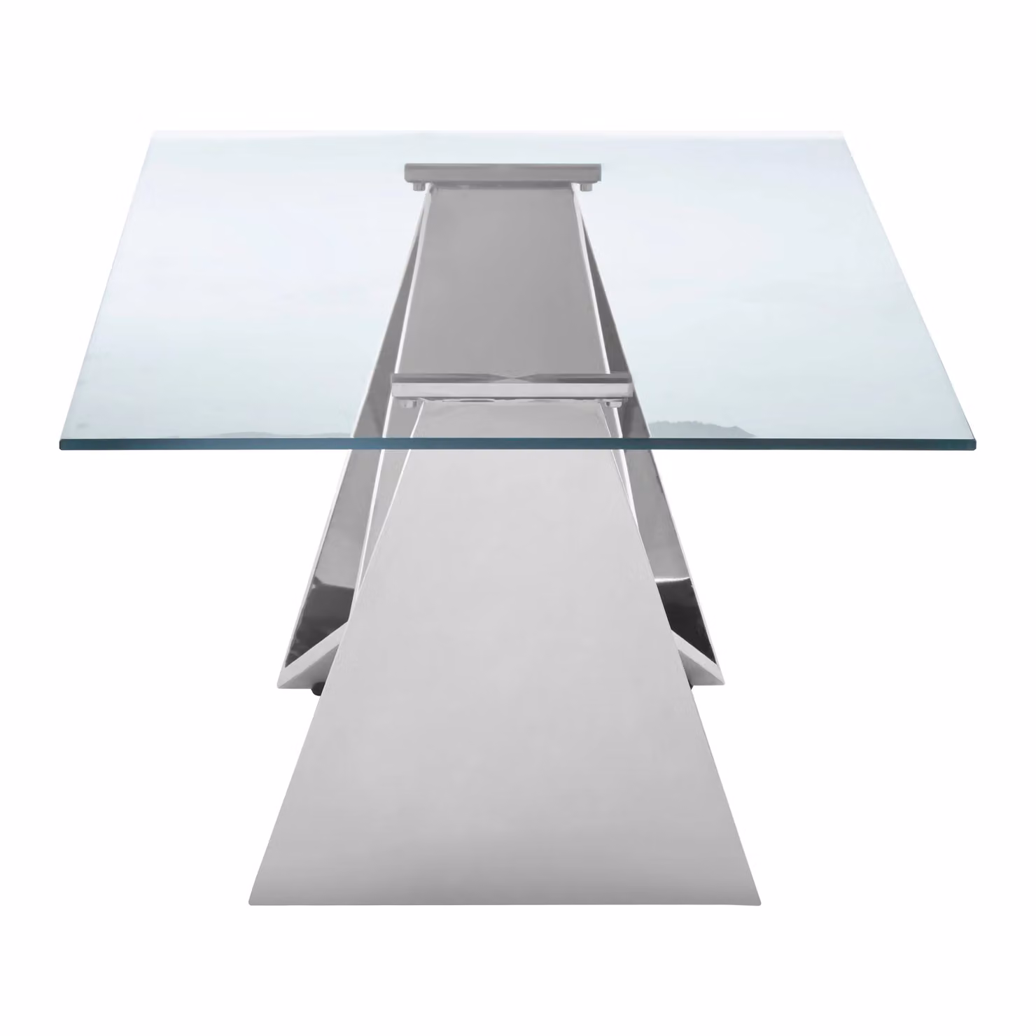 Orsina Modern Rectangular Glass Coffee Table with Silver Metal X-Frame, W/D/H: 120 x 60 x 42 cm – 3
