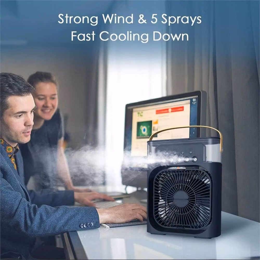 NESTLUNE Black 3-in-1 Portable Mini Air Cooler, Mist Fan and Humidifier – 6