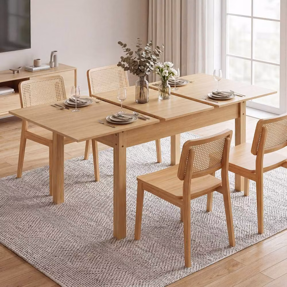Levede Oak Effect Extendable Dining Table in Brown, W/D/H: 110 x 70 x 75 cm to 150 x 70 x 75 cm – 2