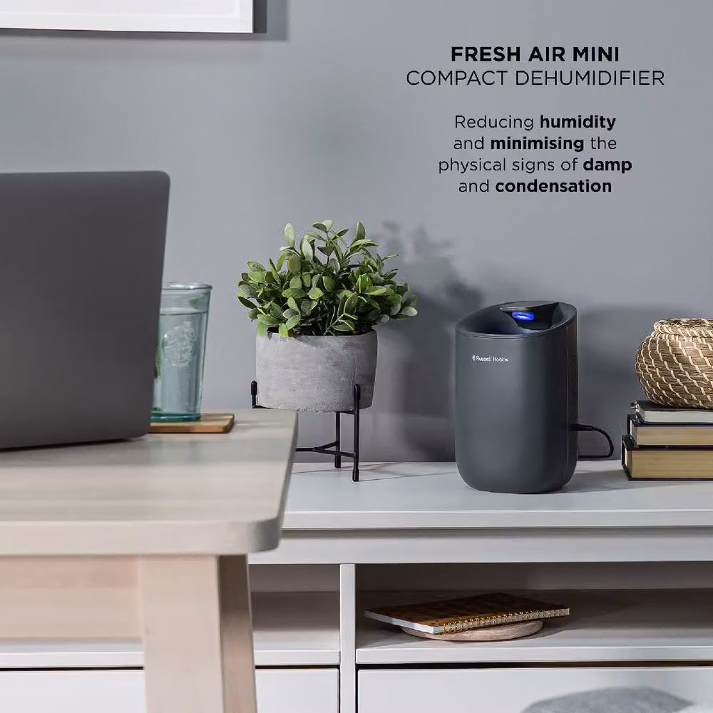 Russell Hobbs Grey Dehumidifier with LED Lighting and Auto Cut Off, 600ml, RHDH1061 – 3
