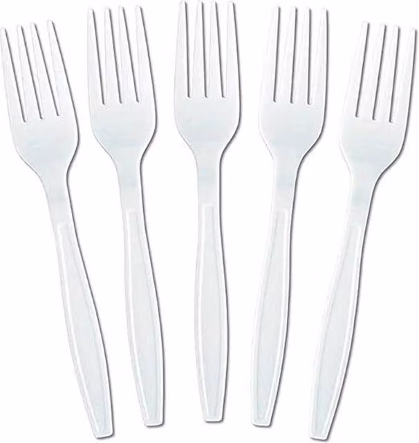 ECONX White Heavy Duty Reusable Plastic Forks, Pack of 50 – 1