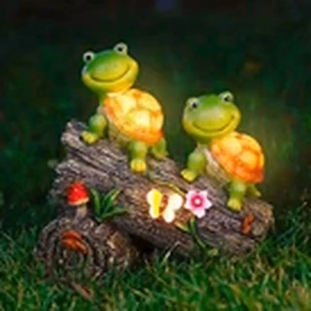 EONLION Tortoise Solar Lights Ornament, Green and Multicolour Outdoor Garden Decoration, H 23.5 cm x W 23.0 cm x D 13.0 cm – 1