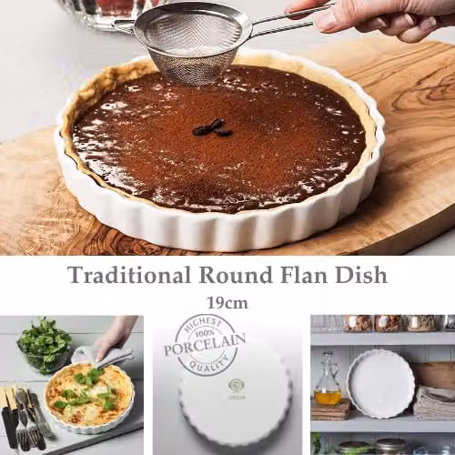 WM Bartleet & Sons White Porcelain Round Pie Dish, Diameter: 20 cm – 2