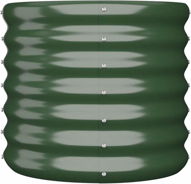Berkfield Home Durable Powder-coated Steel Garden Planter Tub, Green, W/D/H: 40 x 40 x 36 cm