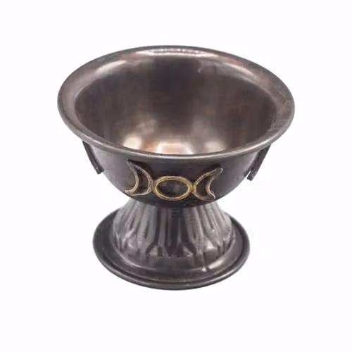 KDMD Antique Copper Triple Moon Ritual Chalice, Black, H 10 x W 8 cm – 1
