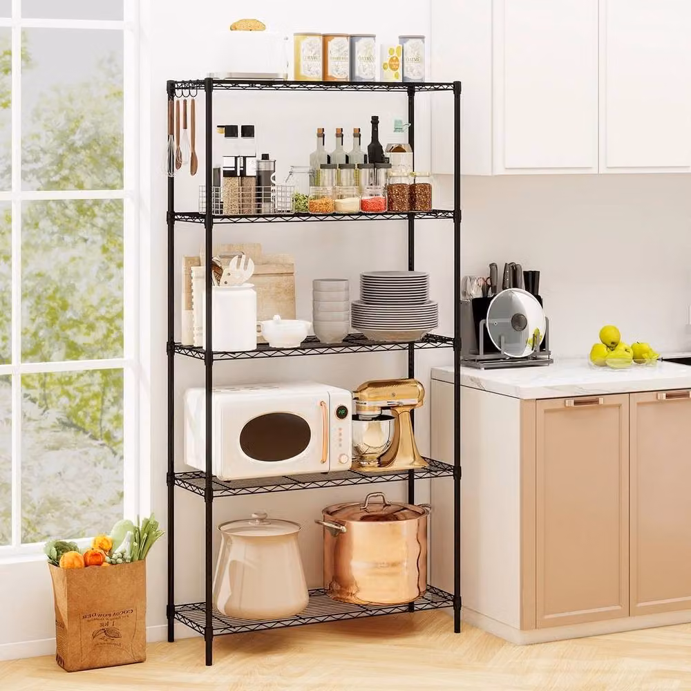 FORGEVIO 4-Tier Adjustable Metal Wire Storage Shelving Unit in Matt Black – 2