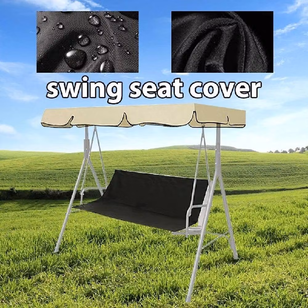 FLAVORA Black Water Repellent Polyester Garden Swing Bench Replacement Seat Cover W/D/H: 85 x 47 x 47 cm – 2