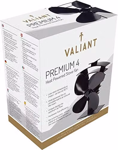 Valiant Premium IV 4-Blade Heat Powered Stove Fan for Log Burners, Black – 7