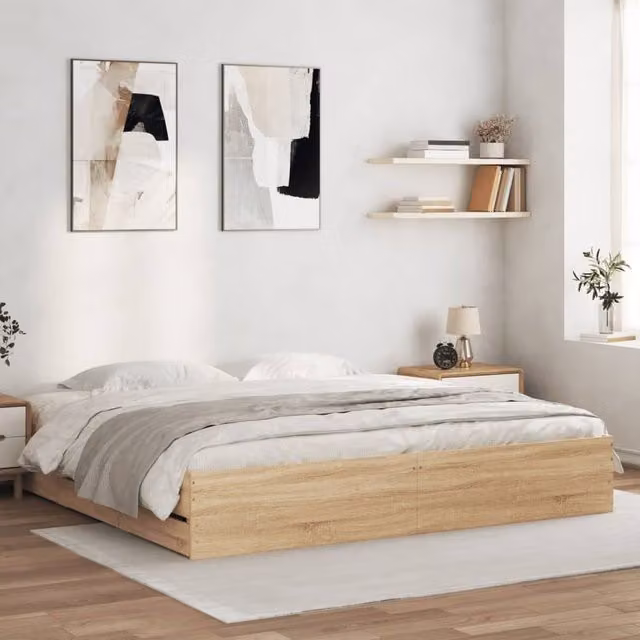 Berkfield Home Super King Bed Frame with Drawers in Sonoma Oak Brown, W/D/H: 180 x 200 cm – 1