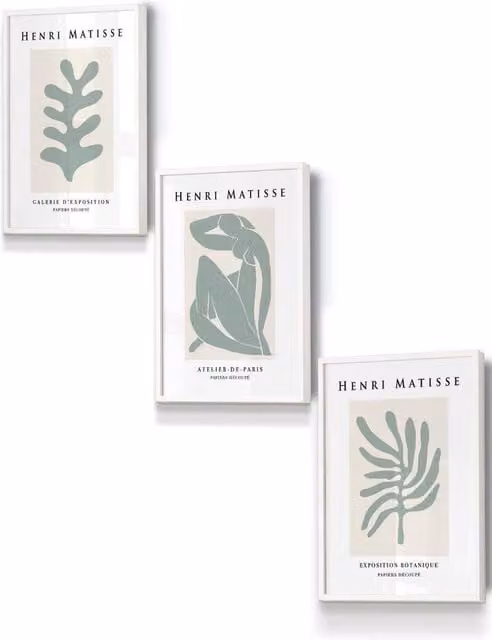 ARTZE Matisse Floral and Nude Framed Wall Art in Green, Beige and White, W: 33 cm, H: 45 cm, D: 0.2 cm