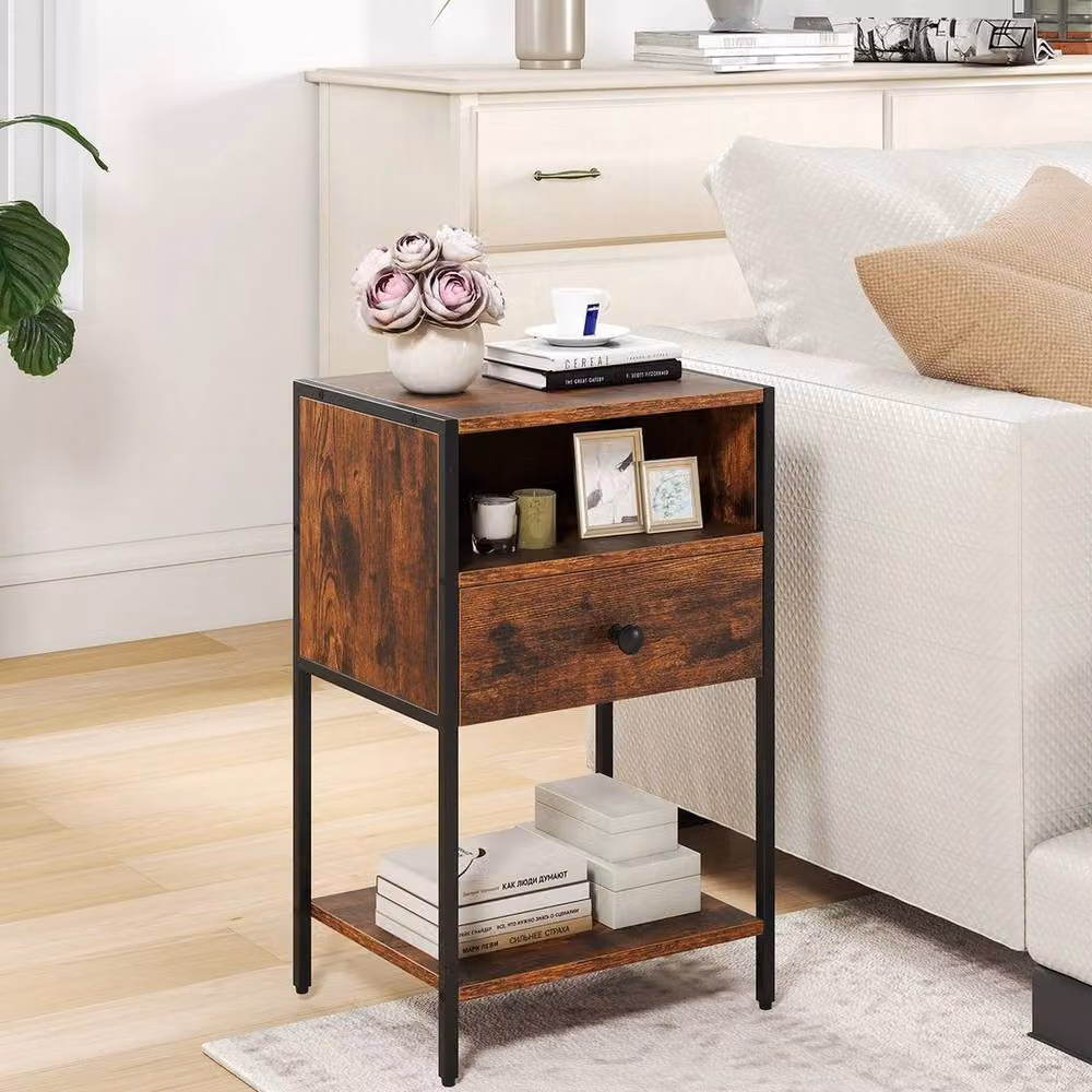 KORVIXA Brown Farmhouse Accent Table and Night Table Organizer – 4