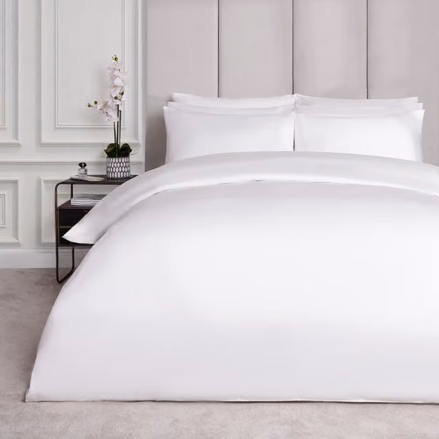 Highams White Mako Satin 220 Thread Count Cotton Duvet Cover