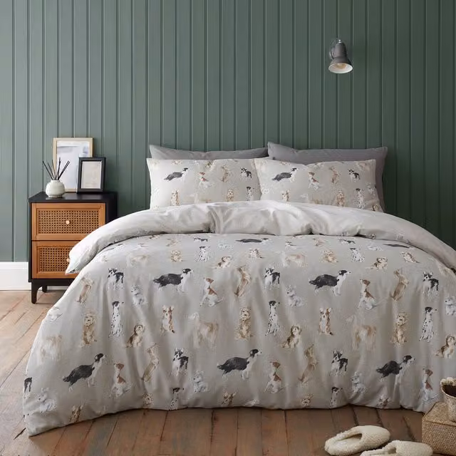 Divante Reversible Rustic Animal Dotted Duvet Cover in Beige, 90 x 190 cm