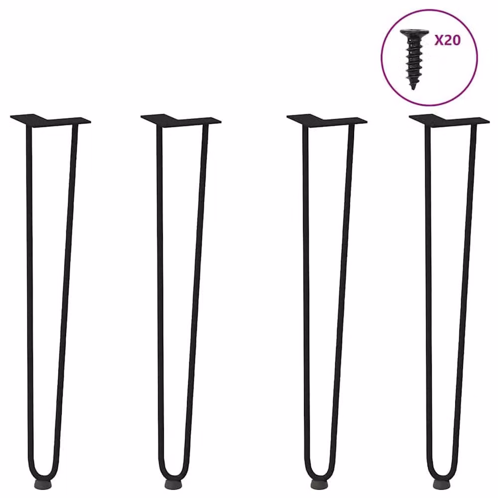 Berkfield Home Hairpin Table Legs, 4 Pieces, Black, Height: 72 cm, Solid Steel – 2