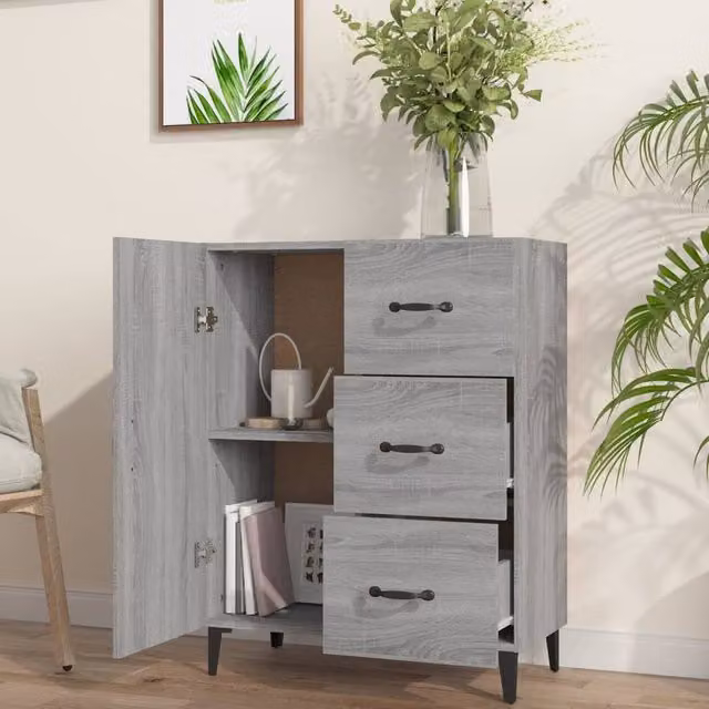 Berkfield Home Grey Sonoma Sideboard in Engineered Wood, W: 69.5 cm, D: 34 cm, H: 90 cm
