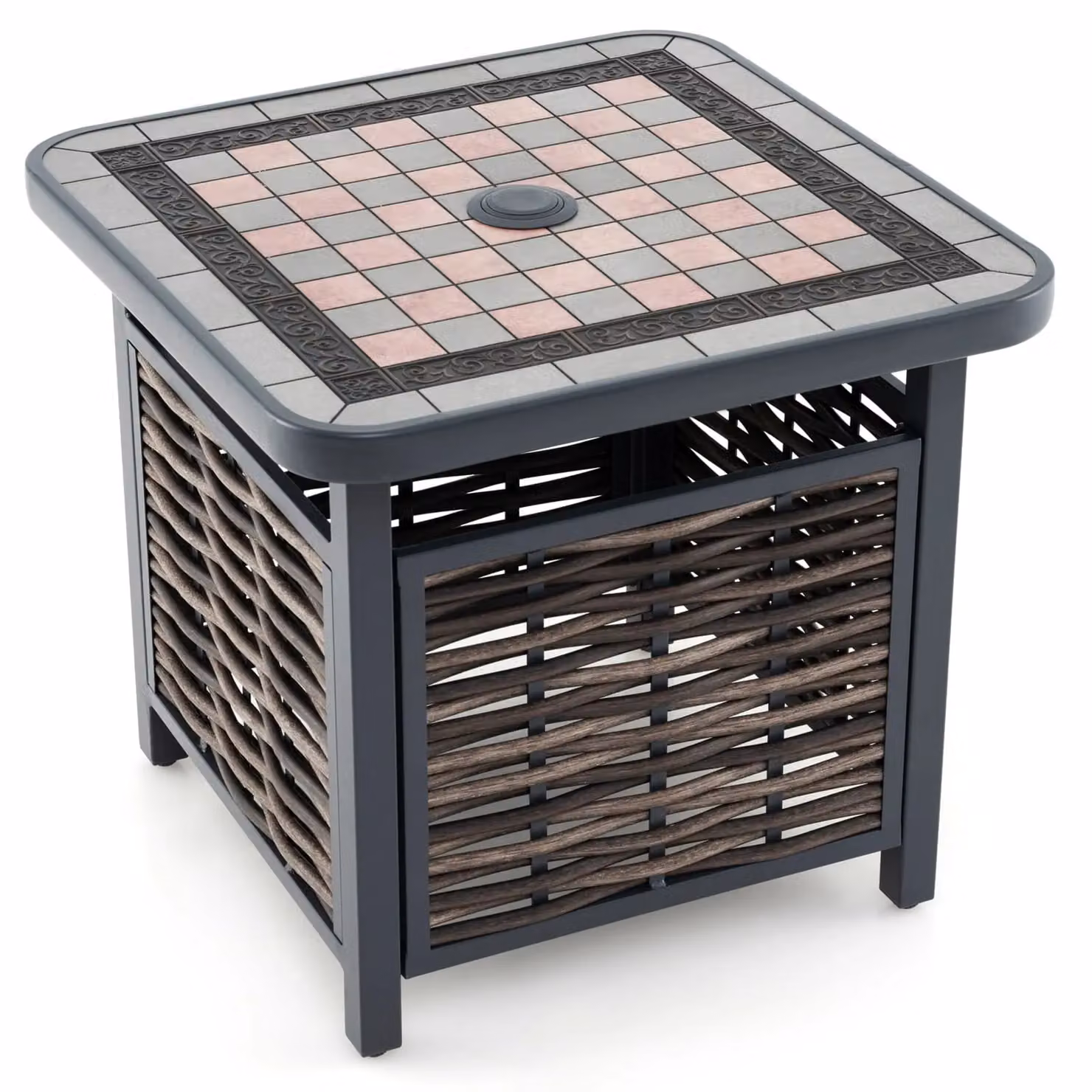 Costway Brown PE Rattan Outdoor Square Side Table for Patio and Terrace, W/D/H: 55 x 55 x 55 cm – 11