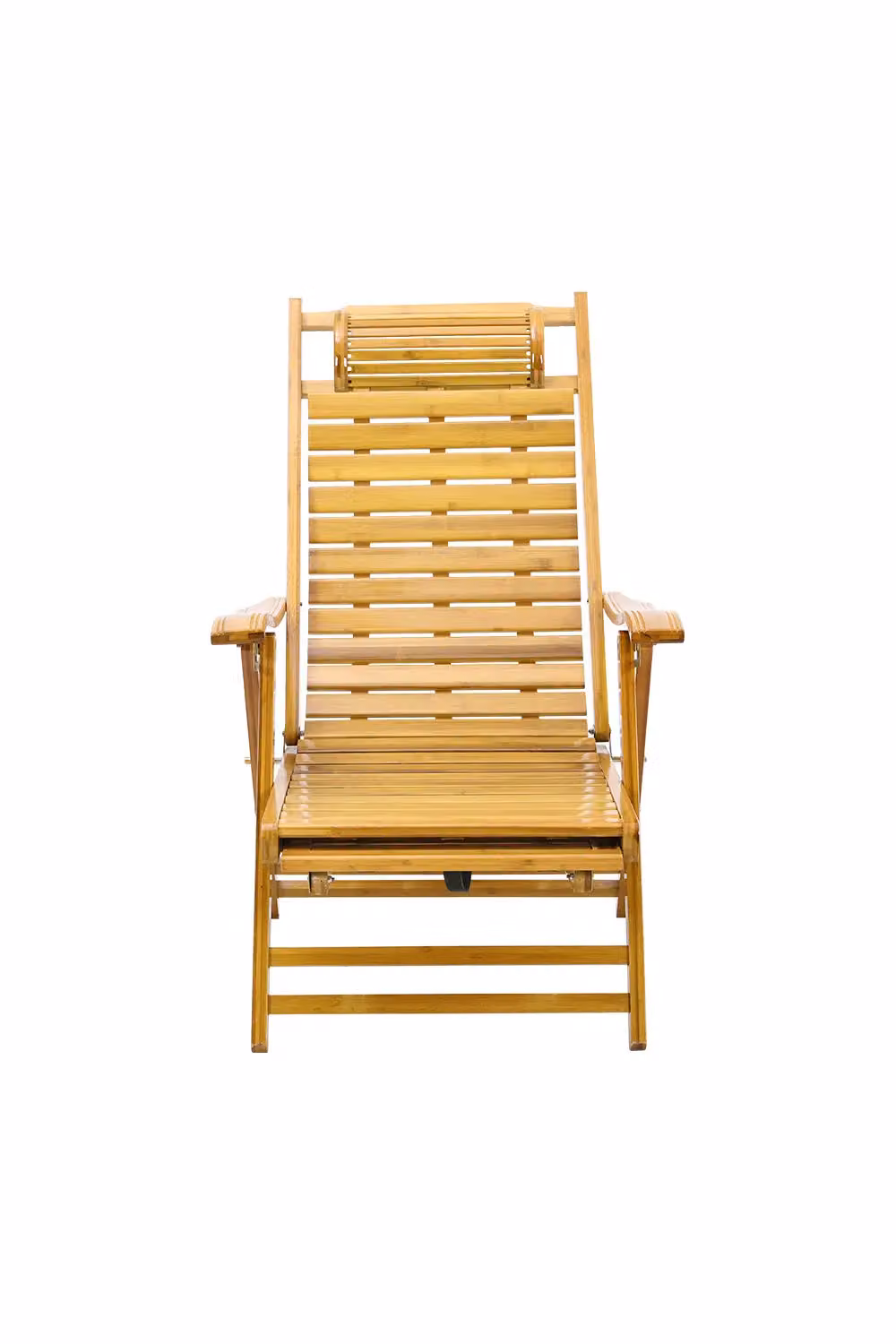Living and Home Bamboo Foldable Recliner Lounge Chair with Retractable Footrest, Adjustable Headrest and Armrests, Natural Wood – 2