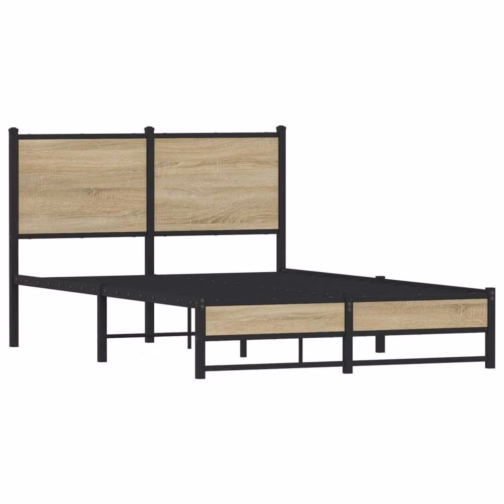 Berkfield Home Metal Bed Frame in Sonoma Oak, Small Double, W/D/H: 120 x 190 cm – 3