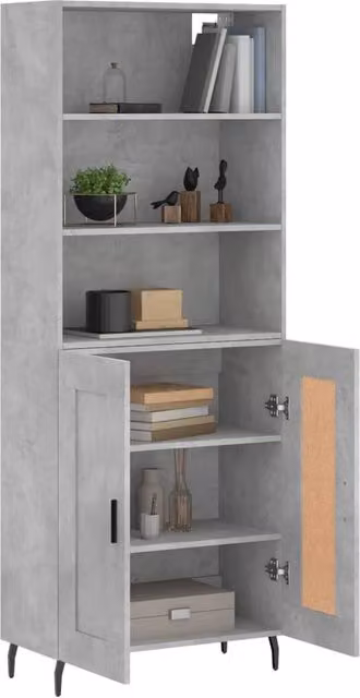 Berkfield Home Highboard in Concrete Grey with Hinged Doors and Internal Shelves, W/D/H: 69.5 x 34 x 180 cm – 1
