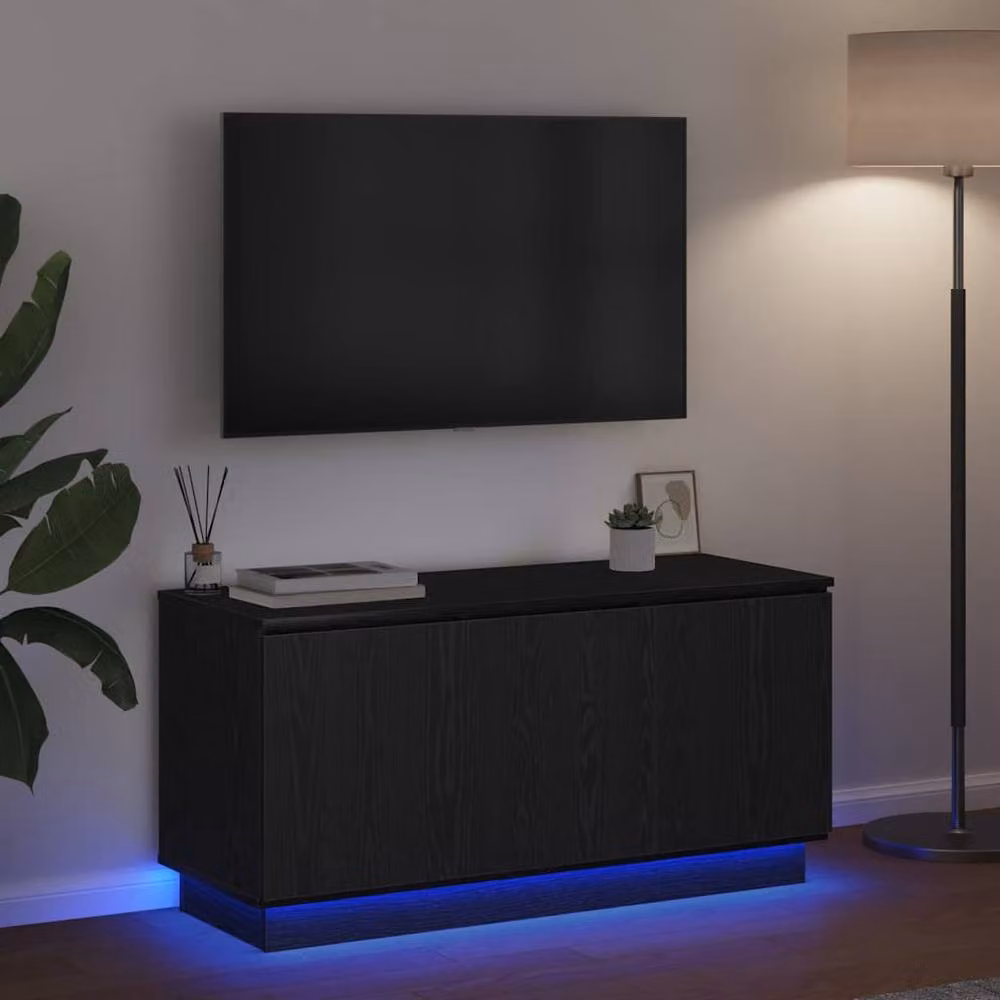 Berkfield Home Modern Black TV Cabinet in Matt Engineered Wood W/D/H: 100 x 38 x 49 cm – 5