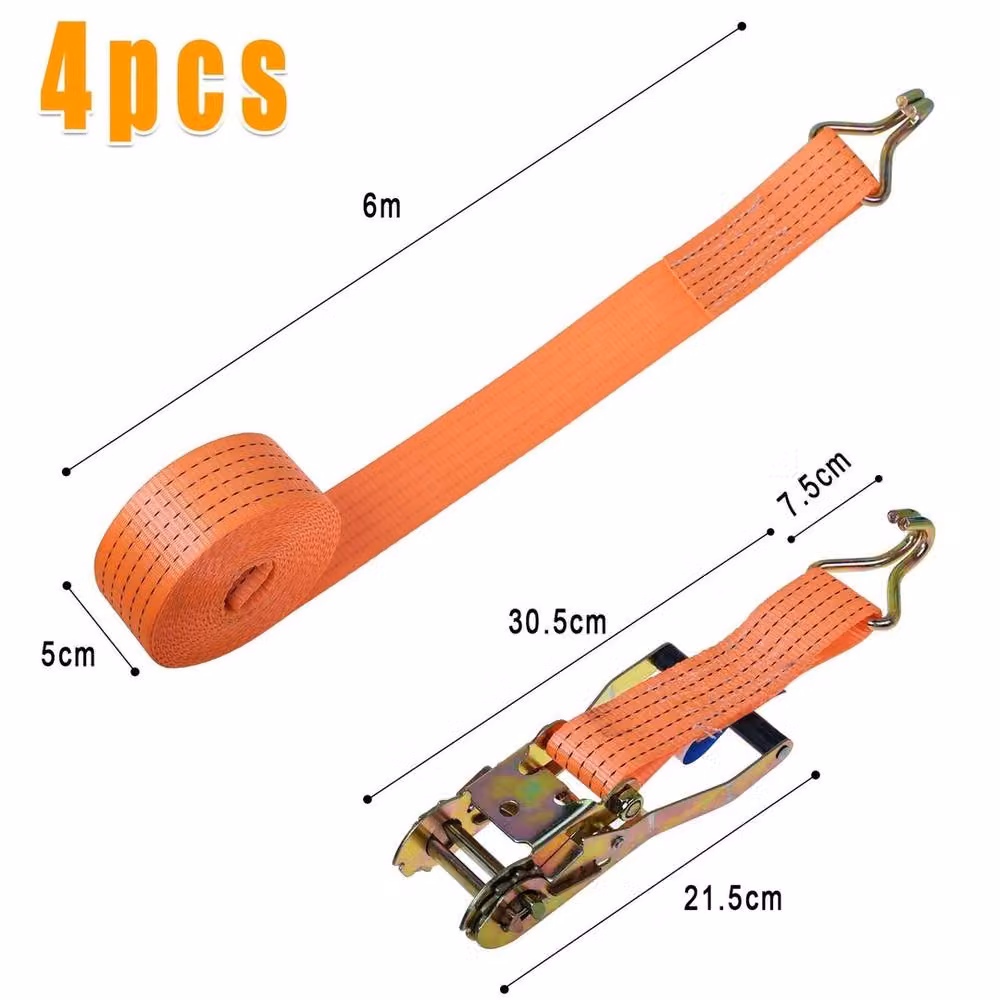 Nordara Heavy Duty Ratchet Recovery Straps for Car and Trailer Tie Down in Orange and Black – 2