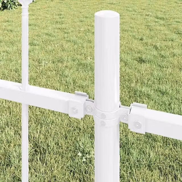 Berkfield Home Decorative Garden Fence with Spear Top, White Steel, W: 3.5 m, H: 1.5 m – 1