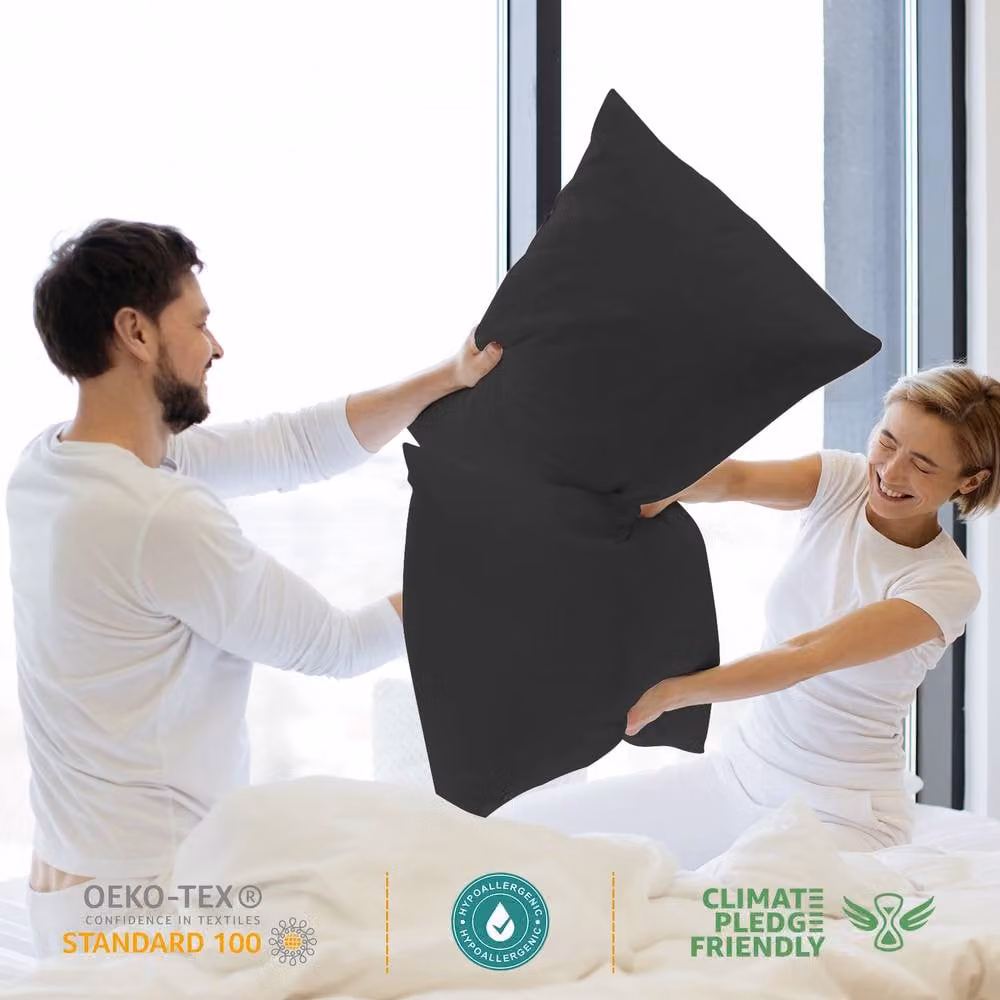 Grace 4 Pack Standard Egyptian Cotton Pillowcases with Envelope Closure in Black – 3