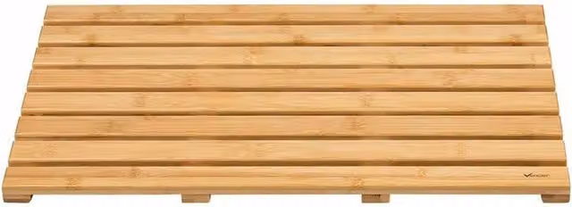 Vogrex Natural Brown Bamboo Wooden Rectangular Shower Bath Mat