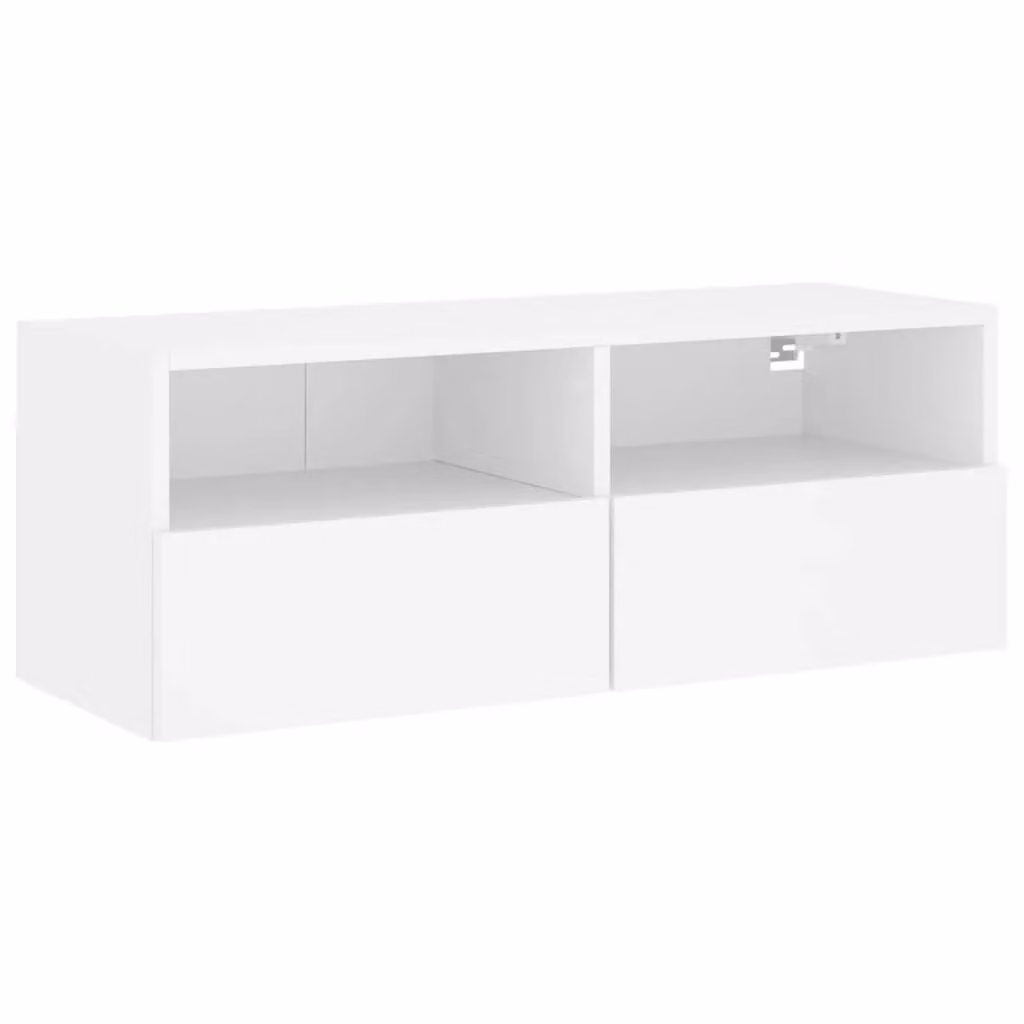 Berkfield Home White Modern TV Wall Cabinet in Matt MDF, W/D/H: 80 x 30 x 30 cm – 2