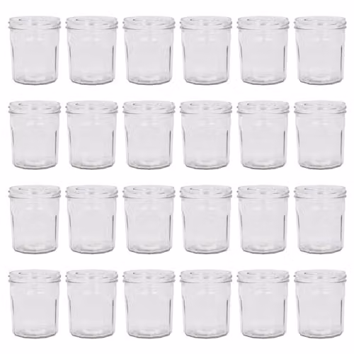 Argon Tableware Glass Screw Top Jam Jars, 250ml, Pack of 24, Transparent and Black