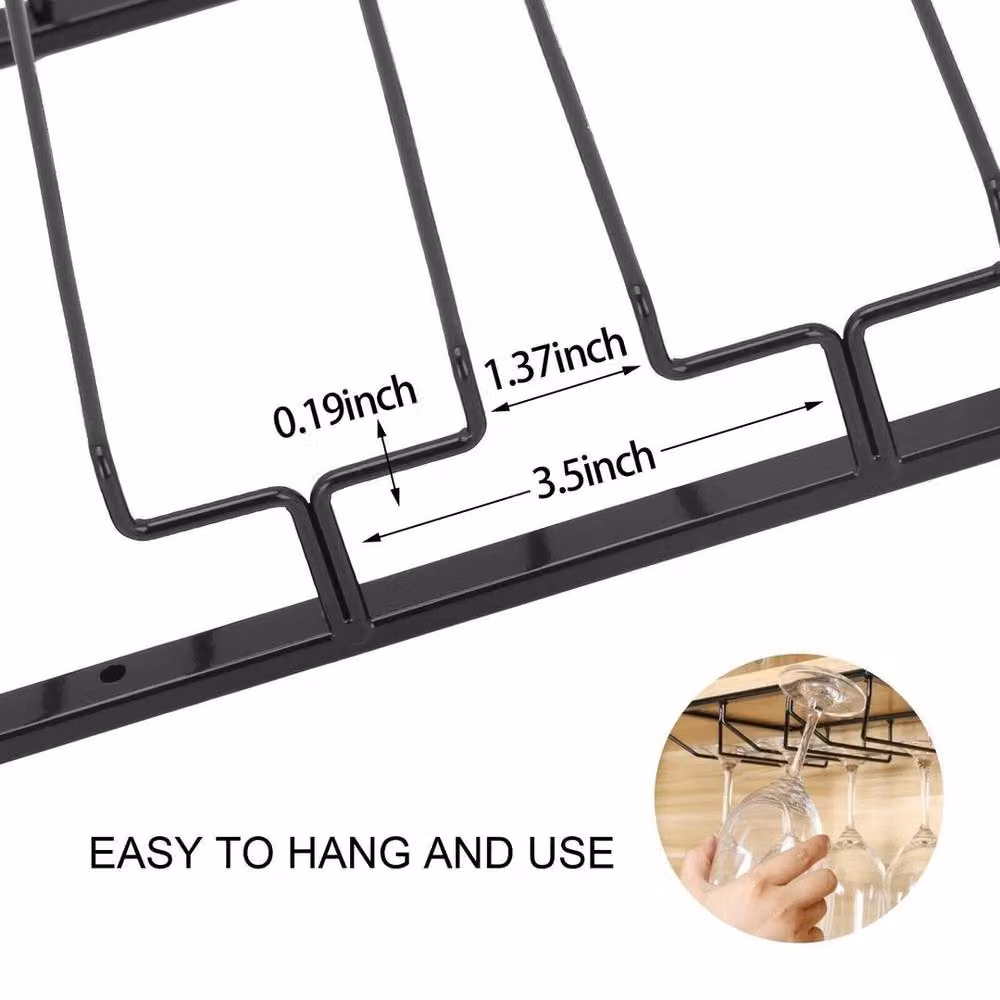 SPETLEK Black Hanging Wine Glass Holder with 3 Slots, W: 30 cm, H: 22.5 cm – 2