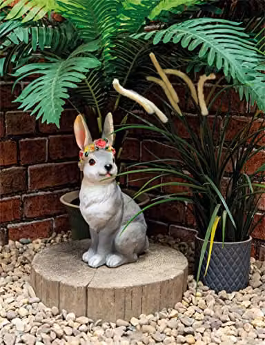 St Helens Home & Garden Solar Grey Rabbit Garden Ornament with Light Up Headband – 4