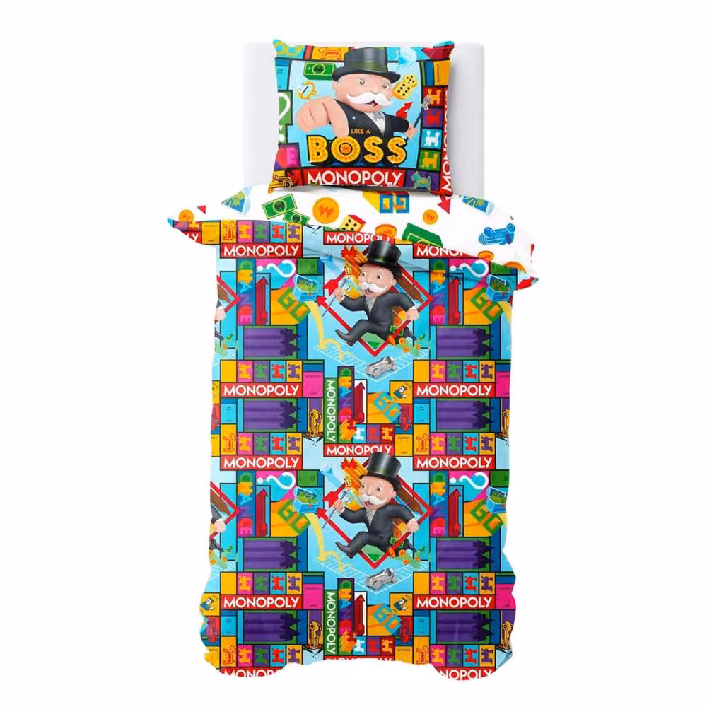 Monopoly Like a Boss Reversible Duvet Set and Pillowcase, Multicolour, W/D/H: 90 x 200 cm – 2