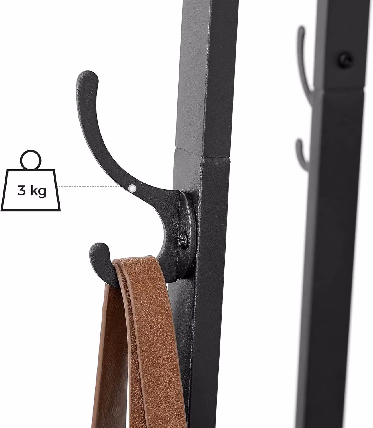 VASAGLE Industrial Ladder Coat Stand with 3 Shelves and Hooks in Brown – 6