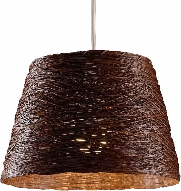 ValueLights Modern Brown Rattan Style Cone Ceiling Pendant Light Shade