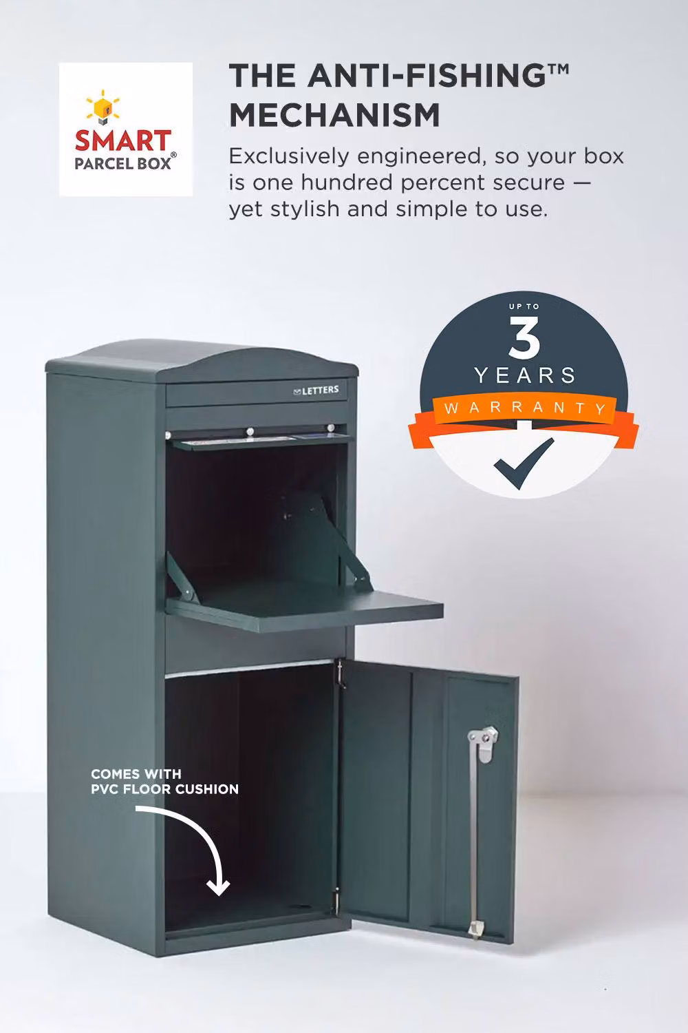 Homescapes Smart Parcel Box Large Curved Top Front Access Secure Delivery Box in Green – 3