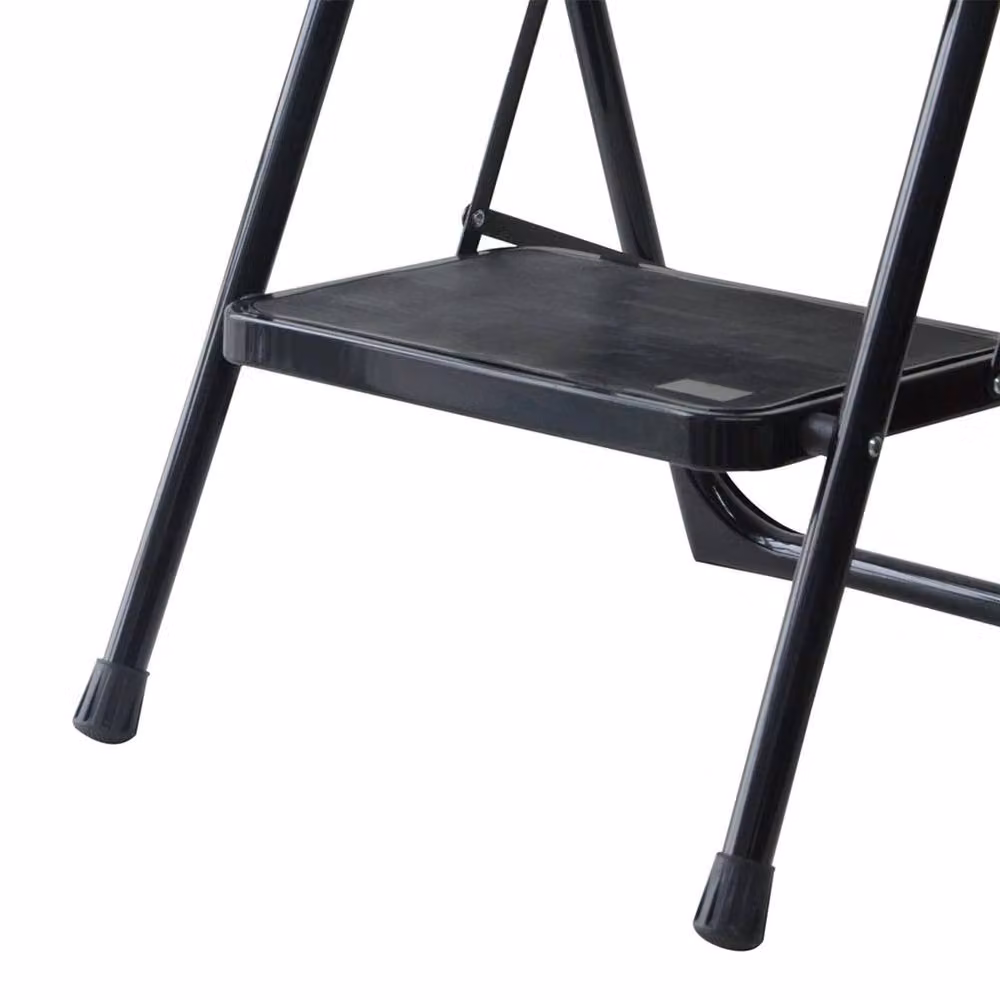 VOGREX 2-Step Foldable Steel Step Ladder with Non-Slip Treads in Black – 5
