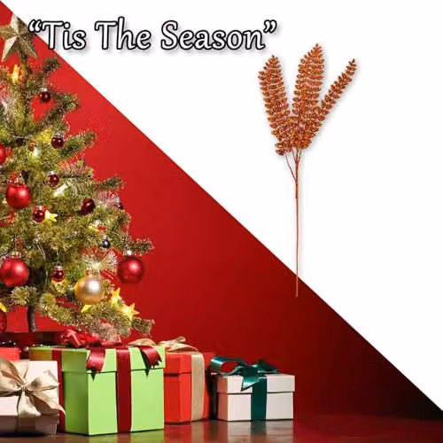 VFM e-Store Christmas Long Stem with Glitter Decoration, Orange, H 80 cm x W 27 cm – 5