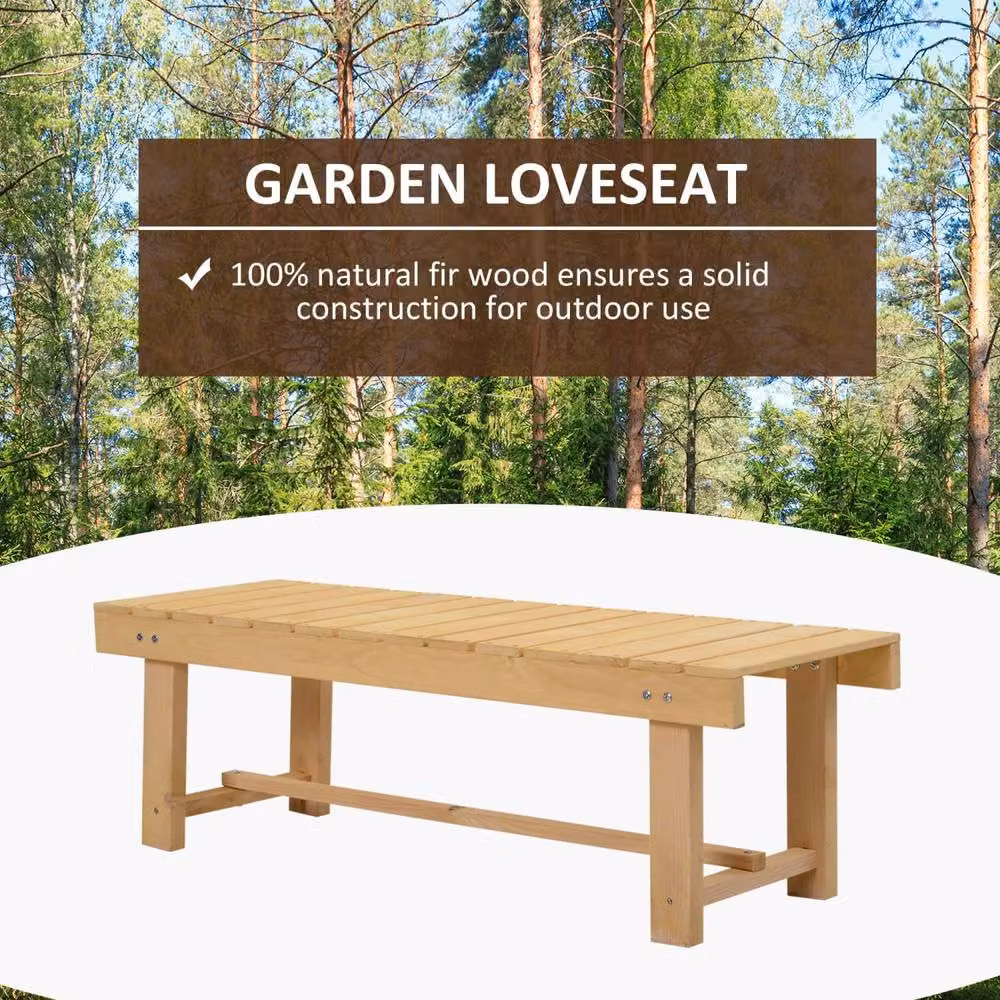 Wyld Haus Liveba Natural Fir Wood Backless 2 Seater Garden Bench Set, W: 110 cm – 4
