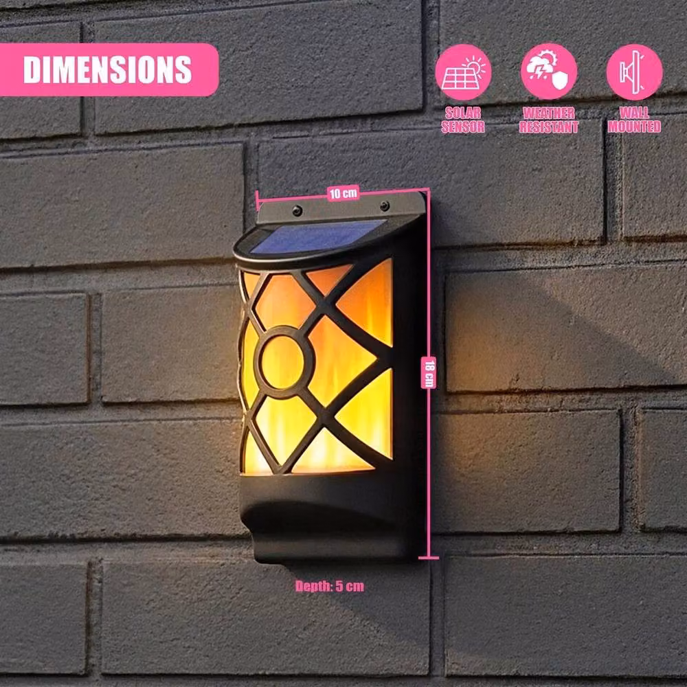 SPETLEK Solar LED Wall Light with Flickering Flame, Set of 2, Black – 2