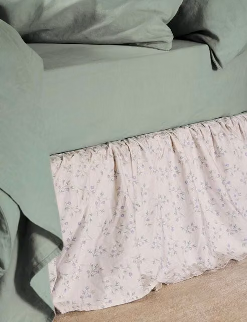 Piglet In Bed Pure Cotton Floral Valance Sheet in Natural Mix Beige and Multicolour