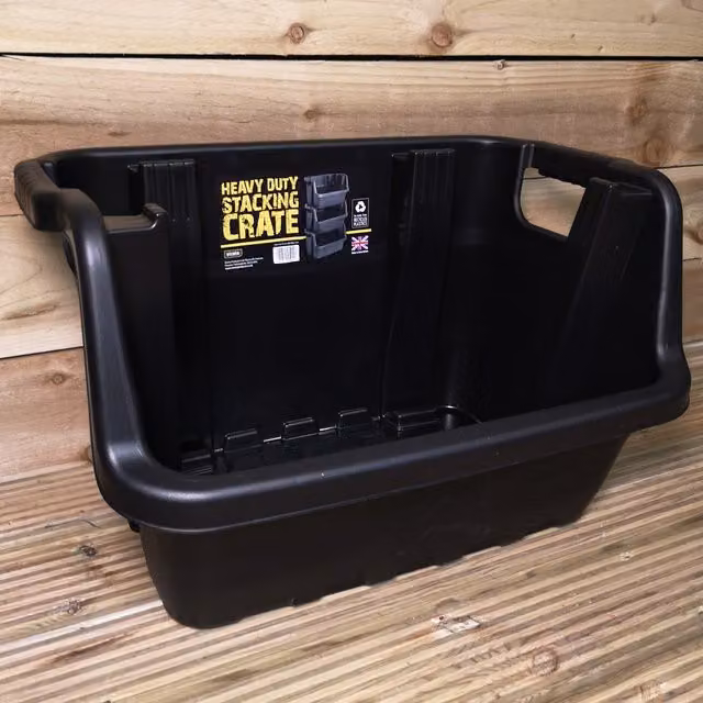 Samuel Alexander Heavy Duty Stackable Pick Bin Crate with Handles, Black, W/D/H: 59 x 41 x 36 cm