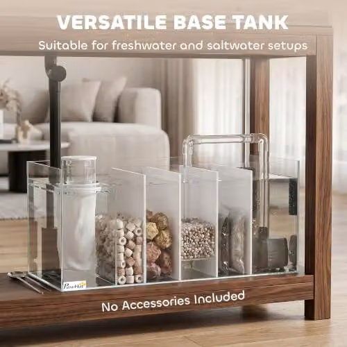 PawHut 51L Fish Tank with Protective Base Mat, Transparent and Black, W: 60 cm, D: 30 cm, H: 30 cm – 7