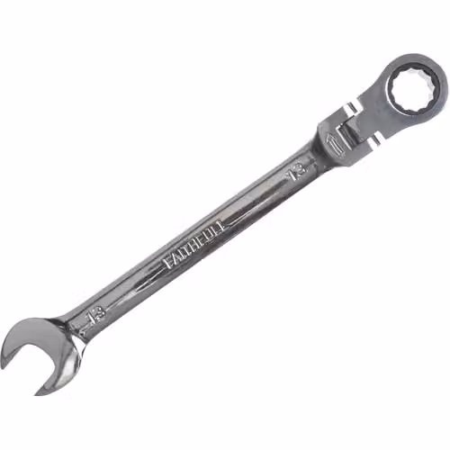 Faithfull 13mm Flex Head Ratchet Combination Spanner in Silver Chrome Vanadium
