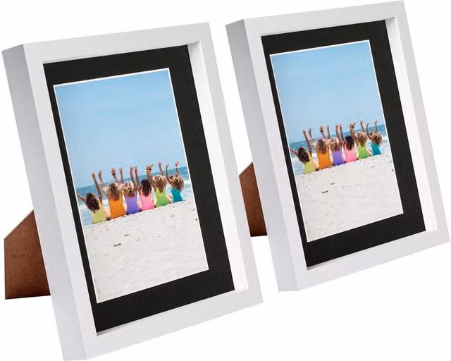 Nicola Spring Pack of 2 White and Black 3D Box Photo Frames with 5 x 7 inch Mounts