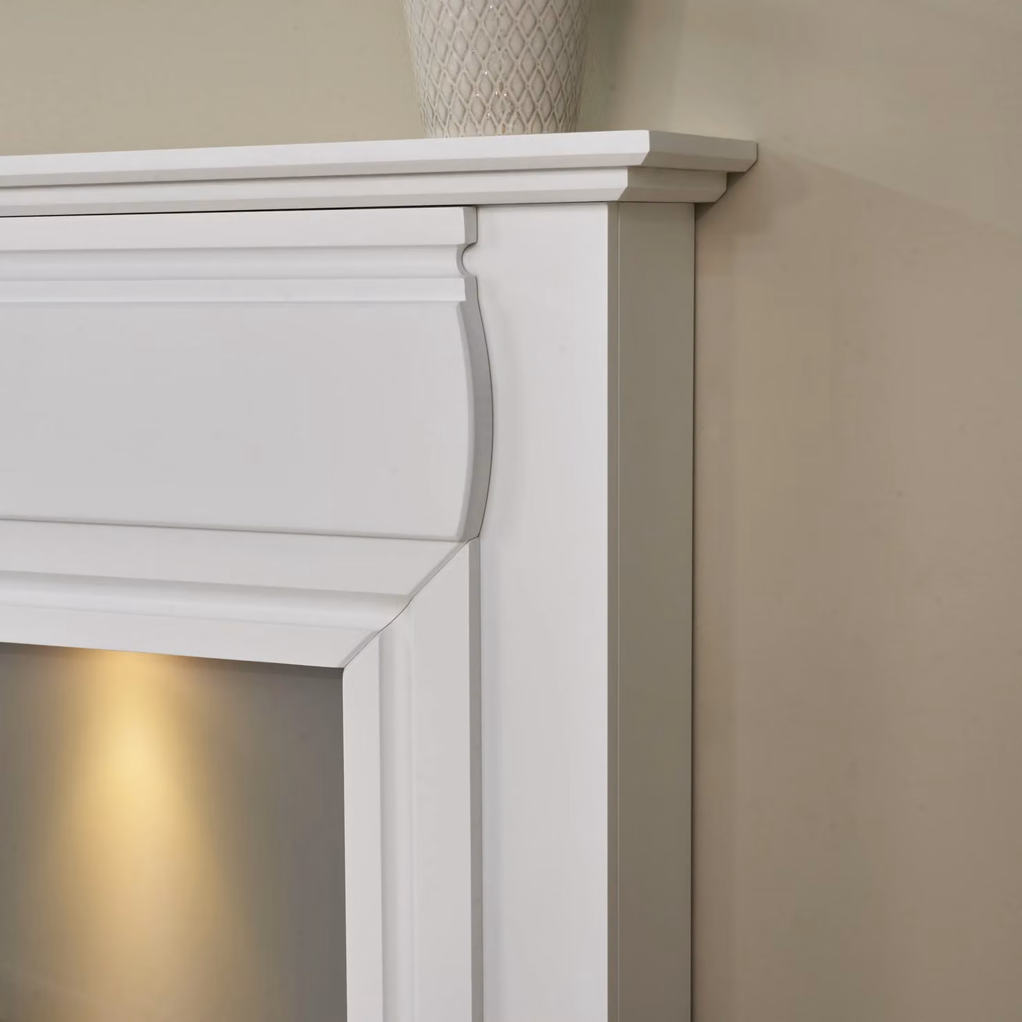 Adam Fires & Fireplaces Honley Electric Fireplace in Pure White and Grey with Downlights and Blenheim Electric Fire in Chrome, 121.92 cm – 2